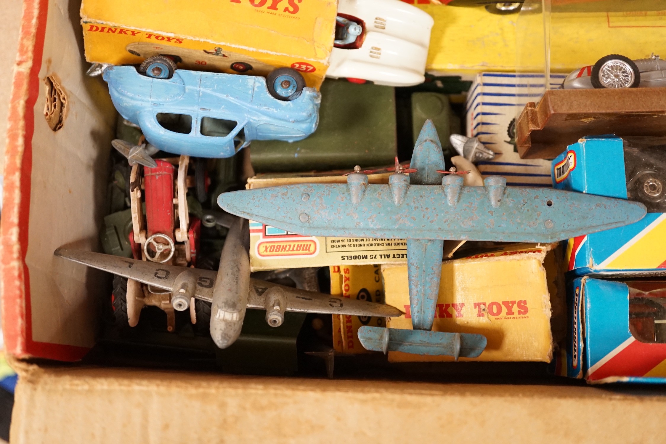 Mixed Dinky, Corgi and other boxed and unboxed, toy cars and mixed toy soldiers